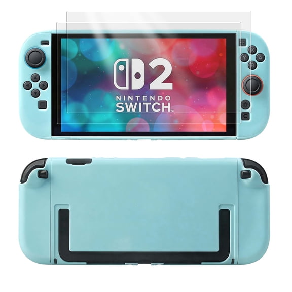 SIXGOLDHUA Switch 2 Case for Nintendo Switch 2 (2025), Easy Docking Hard Shell Cover PC Protective Case with Screen Protector - Blue
