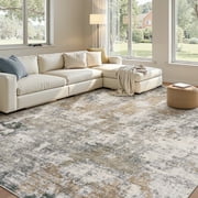 SIXHOME 10x14 Area Rugs for Living Room Modern Abstract Area Rugs Machine Washable Rugs Soft Neutral Carpet Rugs for Bedroom Dining Room Office Aesthetic Home Decor Non Slip Rug Brown