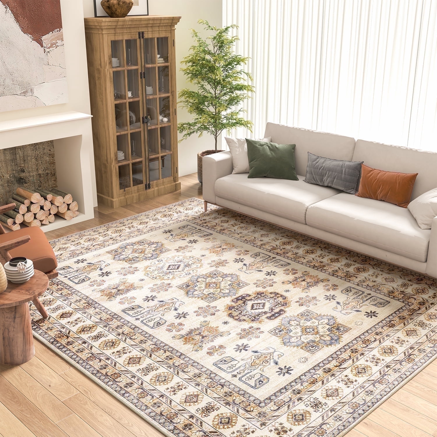SIXHOME 10'x14' Area Rugs for Living Room Washable Rugs Vintage Floral ...