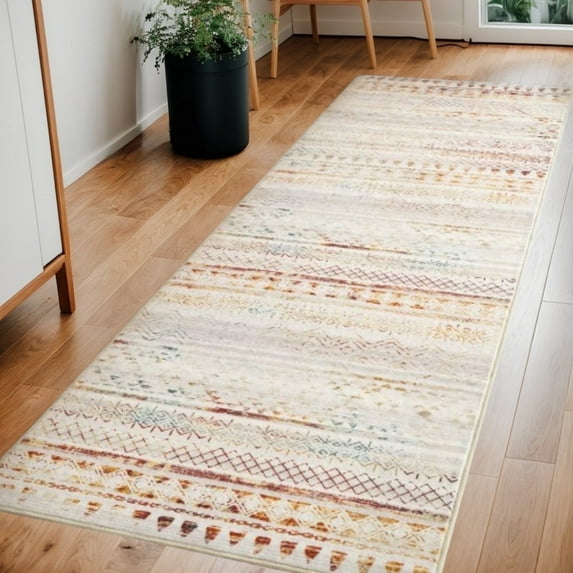 SIXHOME 2-Piece Kitchen Rugs and Runner Set Washable Boho Kitchen Mat Non-Slip Low-Profile Rugs for Kitchen Sink Laundry Bedside 24"x35"+24"x71" Colorful