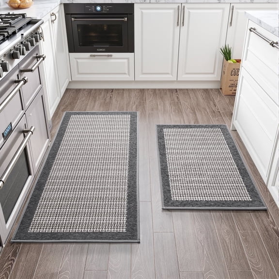 SIXHOME 2-Piece Non-Slip Kitchen Rug Set, Washable Absorbent Mats, 19.7"x31.5" 19.7"x59", Gray, for Sink, Laundry, Hallway