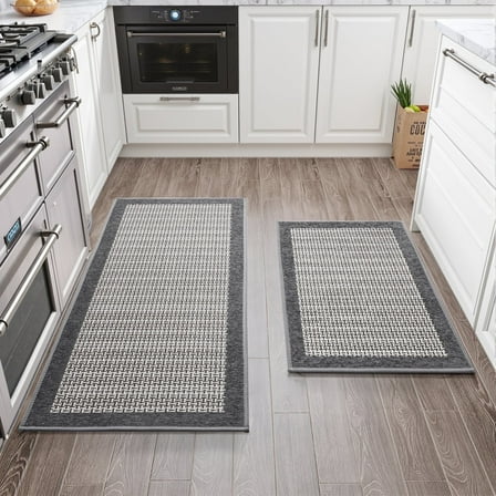 SIXHOME 2-Piece Non-Slip Kitchen Rug Set, Washable Absorbent Mats, 19.7"x31.5"+19.7"x59", Gray, for Sink, Laundry, Hallway