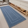 thumbnail image 1 of SIXHOME Waffle Bath Mat for Bathroom, Soft Plush Absorbent Non Slip Bathroom Rug, Quick Dry Machine Washable Bath Mat with Rubber Backing, Boho Tassel Floor Rug, 2'x4' Blue, 1 of 7