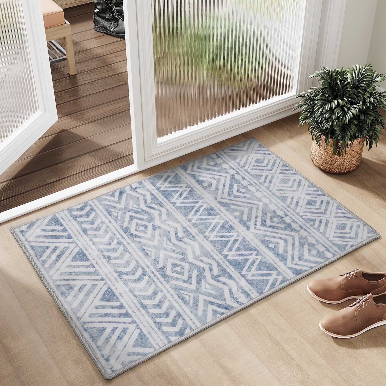SIXHOME 2'x3' Small Area Rugs for Living Room Washable Rugs Boho Large Area Rug Modern Geometric Neutral Living Room Rug Carpet Soft Rugs for Bedroom Dining Room Office Home Decor Blue