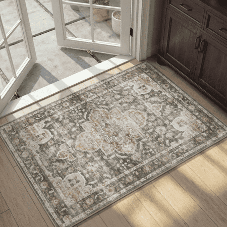 SIXHOME 2'x3'Area Rug Washable Distressed Vintage Medallion Rugs for Living Room Bedroom Home Decor Green