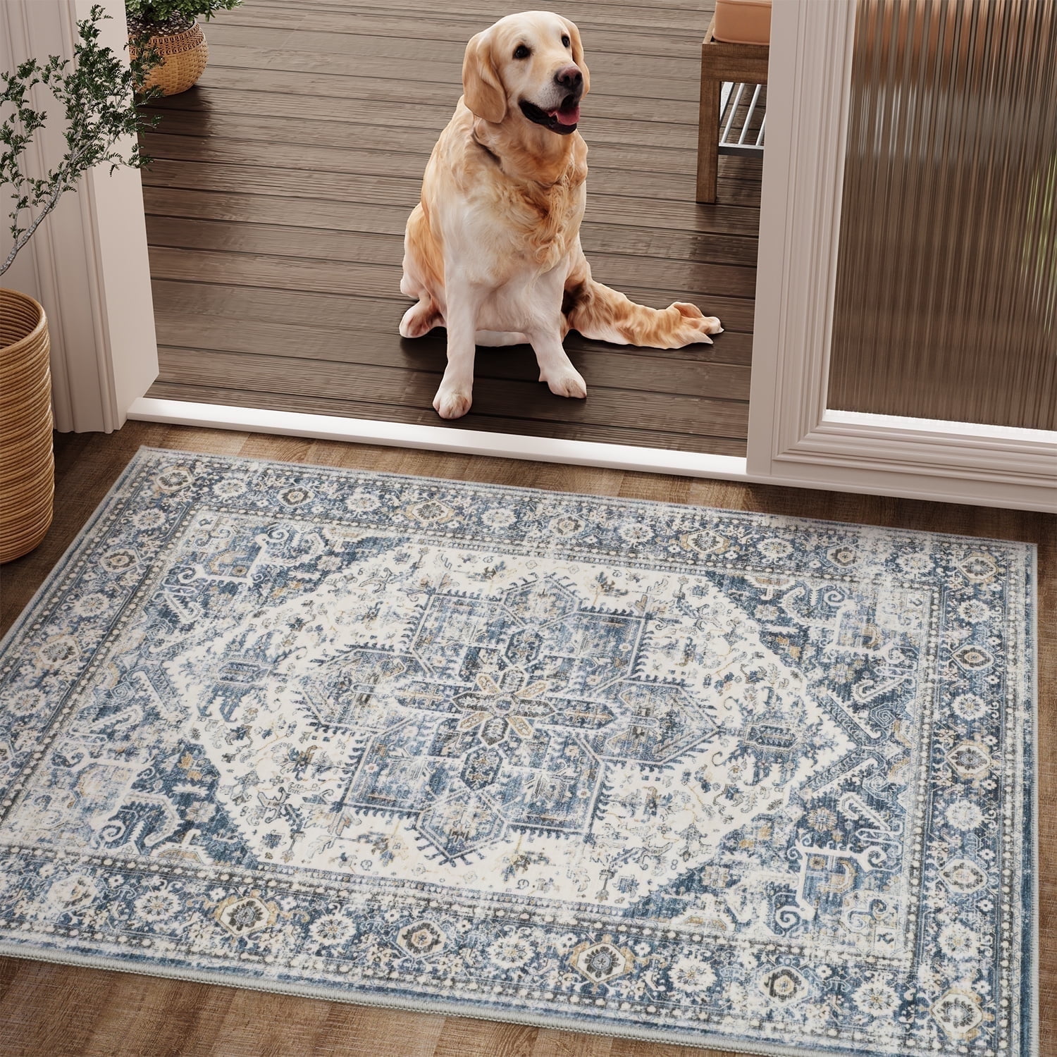 SIXHOME 2'x3' Entry Rug Door Mat Machine Washable Rug Vintage Medallion ...