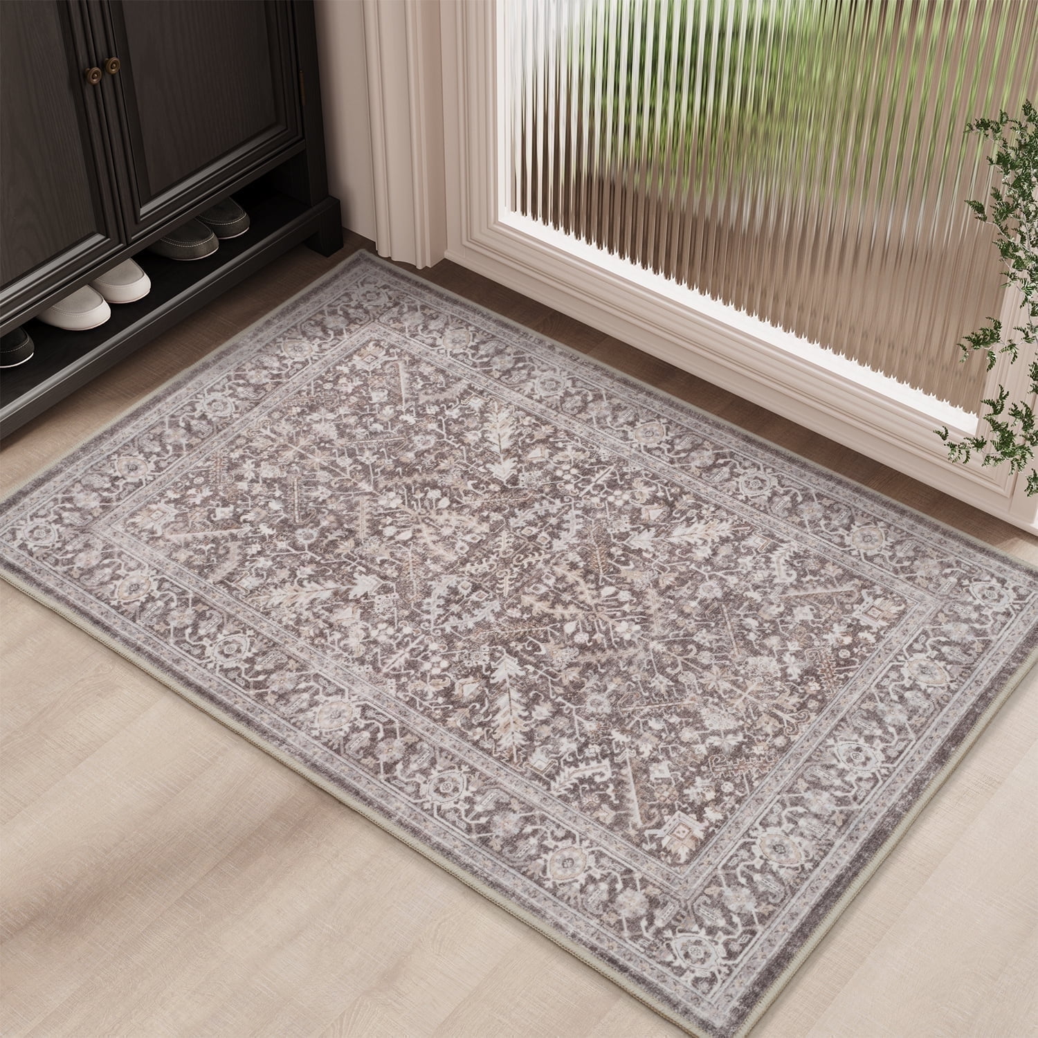 SIXHOME 2'x3' Entryway Rug, Indoor Floral Retro Decor, Washable ...
