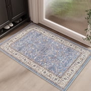 SIXHOME 2x3 Small Entry Rug Door Mat Washable Rugs Carpet Vintage Traditional Door Rug Soft Indoor Throw Rug for Bedroom Entryway Bathroom Kitchen Rugs with Nonslip Rubber Backing Blue
