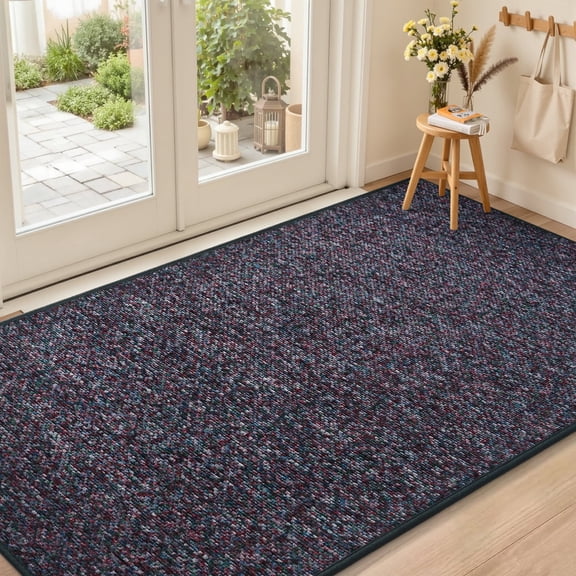SIXHOME Door Mats for Inside 24"x47" Non Slip Rubber Welcome Mat for Inside Low-Profile Dirt Trapper Indoor Door Mats for Entryway Soft Absorbent Washable Entry Rug Floor Mats Modern Doormat Purple