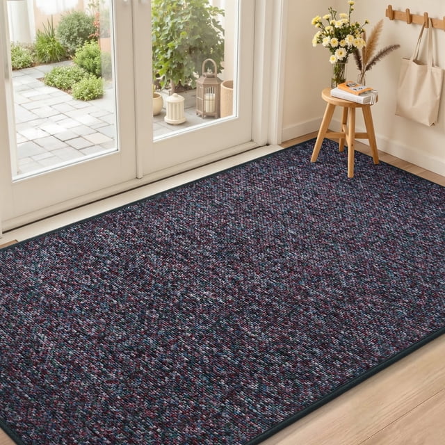 SIXHOME Door Mats for Inside 24"x47" Non Slip Rubber Welcome Mat for Inside Low-Profile Dirt Trapper Indoor Door Mats for Entryway Soft Absorbent Washable Entry Rug Floor Mats Modern Doormat Purple