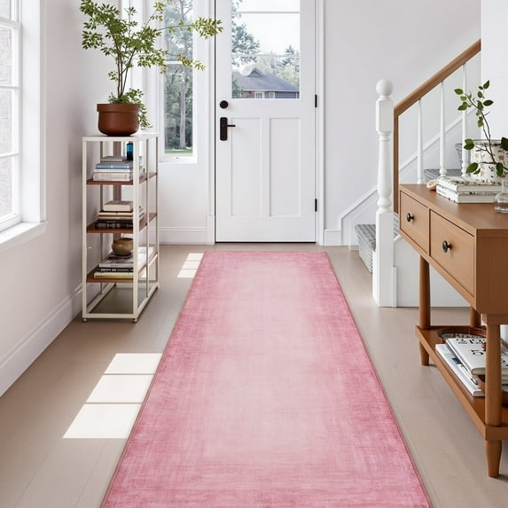 SIXHOME 2'x6' Runner Rugs for Hallway Washable Boho Soft Neutral Abstract Gradient Rug Runner for Entryway Kitchen Laundry Room Bedroom Non Slip Rubber Backing Pink
