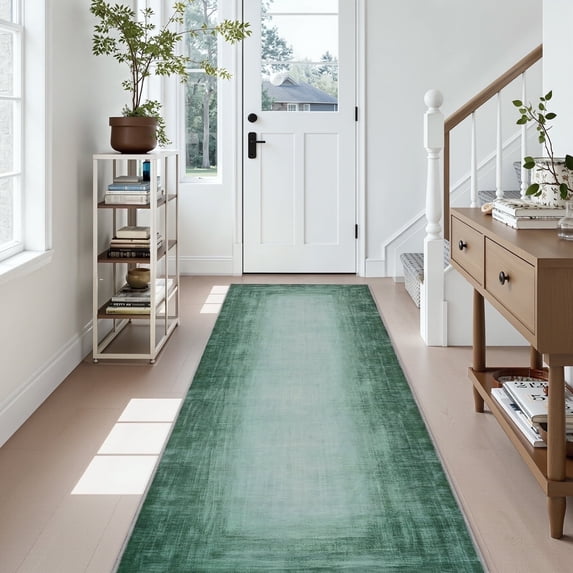 SIXHOME 2'x6' Runner Rugs for Hallway Washable Boho Soft Neutral Abstract Gradient Rug Runner for Entryway Kitchen Laundry Room Bedroom Non Slip Rubber Backing Sage