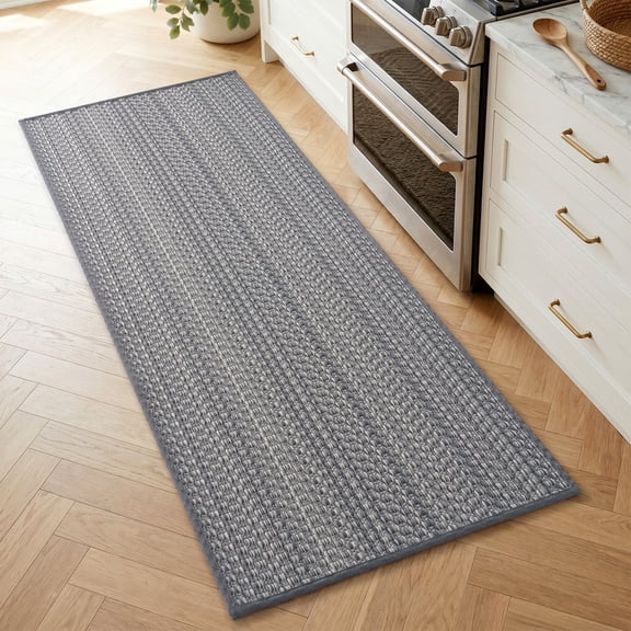 SIXHOME 20" x 47" Kitchen Rug and Mat Nonslip Stripes Indoor Floor Rug Gray