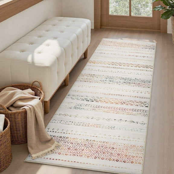 SIXHOME 2'x6' Area Rugs for Living Room Washable Rugs Boho Area Rug Neutral Geometric Moroccan Carpet Soft Distressed Indoor Rugs for Bedroom Dining Room Office Bohemian Home Decor Colorful