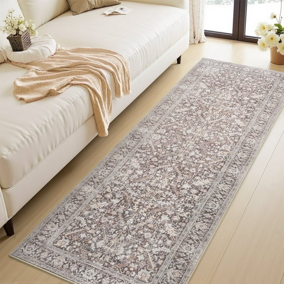 SIXHOME 2'x6' Runner Rug Machine Washable Runner Carpet Vintage Traditional Rug Runner for Bedroom Kitchen Entryway Indoor Soft Non Slip Runner Retro Home Decor Brown