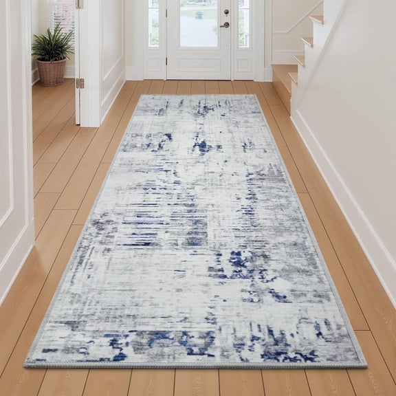 SIXHOME 2'x6' Runner Rug Machine Washable Runner Soft Modern Abstract Area Rug for Entryway Bedroom Kitchen Laundry Room Bathroom Aesthetic Home Decor Neutral Navy Blue Runner