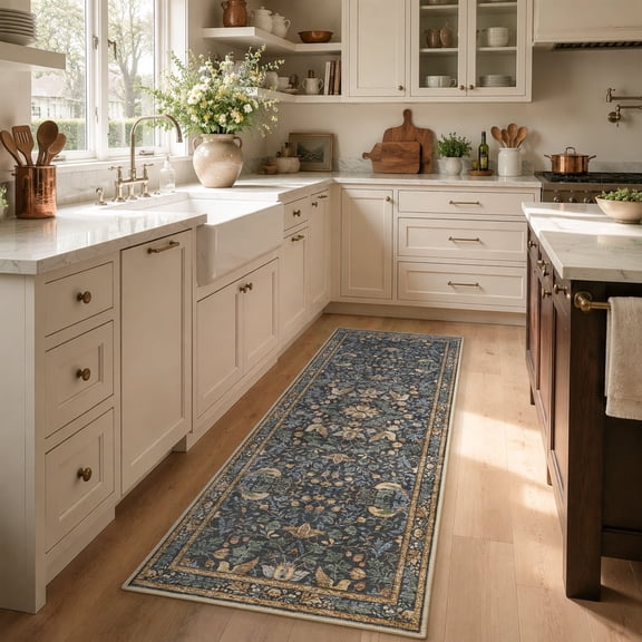 SIXHOME 2'x6' Runner Rugs for Living Room Botanical Washable Rugs Boho Floral Birds Carpet Ultra Soft Nature Plants Modern Indoor Rugs for Bedroom Dining Room Office Vintage Home Decor Dark Green