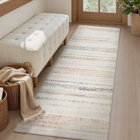 SIXHOME 2'x8' Area Rugs for Living Room Washable Rugs Boho Area Rug Neutral Geometric Moroccan Carpet Soft Distressed Indoor Rugs for Bedroom Dining Room Office Bohemian Home Decor Colorful