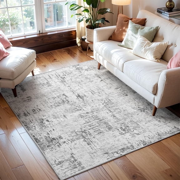 SIXHOME 3'x5' Area Rugs for Living Room Modern Abstract Area Rugs Machine Washable Rugs Soft Neutral Carpet Rugs for Bedroom Kitchen Entrance Aesthetic Home Decor Non Slip Rug Gray