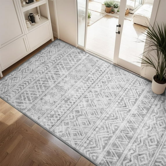 SIXHOME 3'x5' Area Rugs for Living Room Washable Rugs Boho Area Rug Geometric Neutral Living Room Rug Carpet Soft Rugs for Bedroom Non Slip Entryway Rug Modern Home Decor Gray