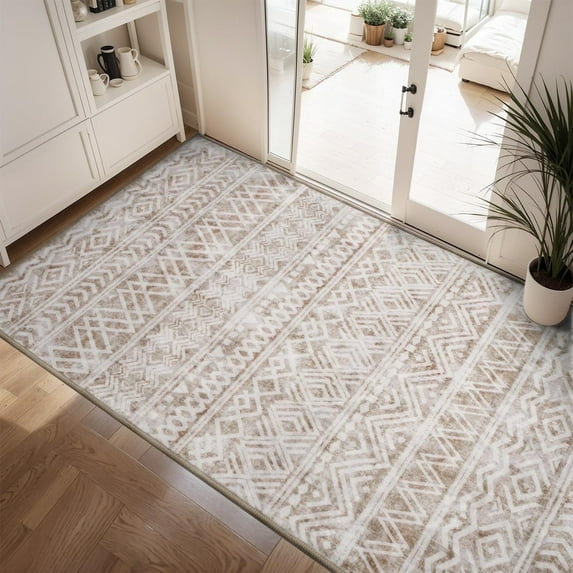 SIXHOME 3'x5' Area Rugs for Living Room Washable Rugs Boho Area Rug Geometric Neutral Living Room Rug Carpet Soft Rugs for Bedroom Non Slip Entryway Rug Modern Home Decor Taupe