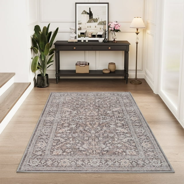 SIXHOME 3'x5' Area Rugs for Living Room Washable Rugs Carpet Vintage Traditional Rugs for Bedroom Dinning Room Office Playroom Entryway Soft Non Slip Area Rug Retro Home Decor Brown