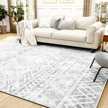 SIXHOME 3'x5' Area Rugs Washable Rugs for Living Room Boho Area Rug Modern Geometric Neutral Carpets and Area Rugs for Home Decor Foldable Non Slip Bedroom Rugs Gray