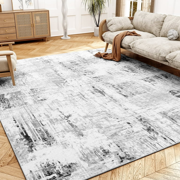 SIXHOME 3'x5' Area Rugs Washable Modern Abstract Area Rugs for Living Room  Bedroom Kitchen Rugs Distressed Rugs Indoor Mat Entry Rug Carpet Grey