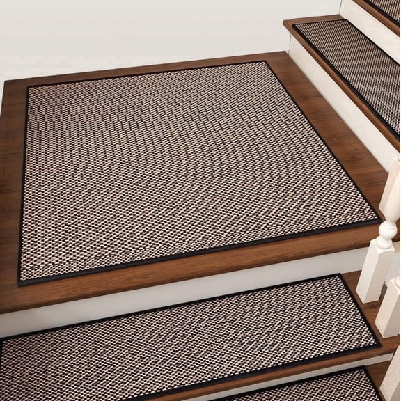 SIXHOME 31"x31" Non-Slip Stair Treads with Rubber Backing - Indoor Washable Stair Mats for Wooden Steps, Pets & Kids-Friendly Black Stair Rug