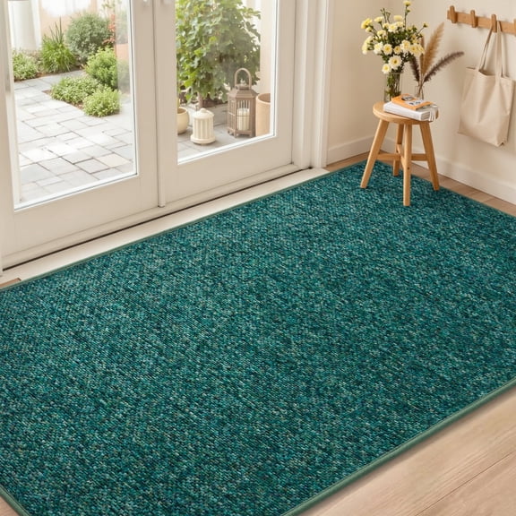 SIXHOME Door Mats for Inside 24"x47" Non Slip Rubber Welcome Mat for Inside Low-Profile Dirt Trapper Indoor Door Mats for Entryway Soft Absorbent Washable Entry Rug Floor Mats Modern Doormat Teal