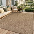 thumbnail image 1 of SIXHOME 4'x6' Outdoor Rug, Farmhouse Medallion Patio Rug, Indoor Outdoor Polypropylene Weave Textured Carpet, Water-Resistant, Quick-Dry Rug for Porch, Balcony, RV, Garden, Neutral Brown, 1 of 8