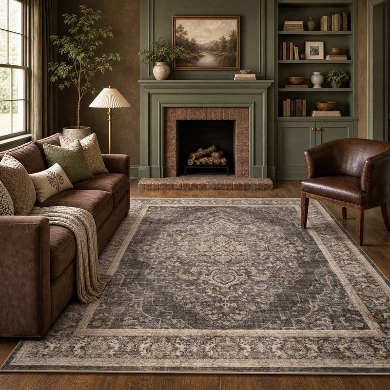 SIXHOME 5' x 7' Area Rug for Living Room Vintage Oriental Medallion Rug ...