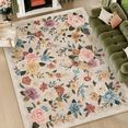 thumbnail image 1 of SIXHOME 5'x7' Area Rug Floral Washable Rugs for Living Room Bedroom Dining Room Soft Vintage Flower Non Slip Carpet Indoor Throw Rugs Beige, 1 of 7