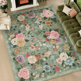thumbnail image 1 of SIXHOME 5'x7' Area Rug Floral Washable Rugs for Living Room Bedroom Dining Room Soft Vintage Flower Non Slip Carpet Indoor Throw Rugs Green, 1 of 7