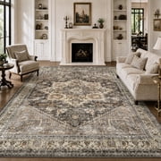 SIXHOME 5'x7' Area Rug Washable Retro Living Room Bedroom Carpet Soft Floral Distressed Indoor Rug Brown