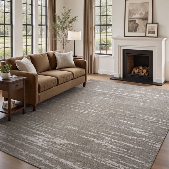 SIXHOME 5'x7' Area Rugs for Living Room Washable Rugs Chenille Jacquard Textured Modern Abstract Rugs for Bedroom Dining Room Office Indoor Non-Slip Soft Carpet Taupe