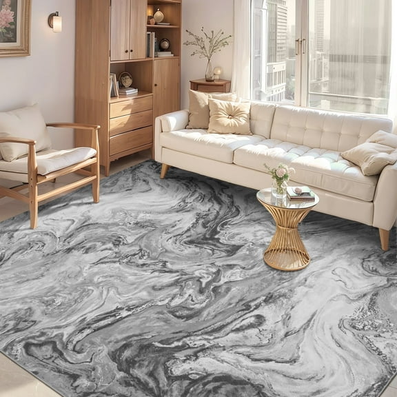SIXHOME 5'x7' Area Rugs for Living Room Marble Swirl Abstract Rug Ultra Soft Washable Rugs for Bedroom Anti Slip Durable Carpet Home Decor for Dining Room Dark Gray