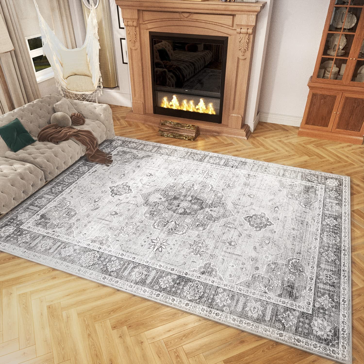 SIXHOME 5'x7' Area Rugs for Living Room Washable Rug Vintage Medallion