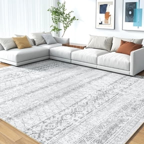 SIXHOME 5'x7' Area Rugs for Living Room Washable Rugs Boho Geometric Living Room Rug Moroccan Neutral Carpet Non Slip Soft Distressed Rugs for Bedroom Dining Room Office Modern Home Decor Gray