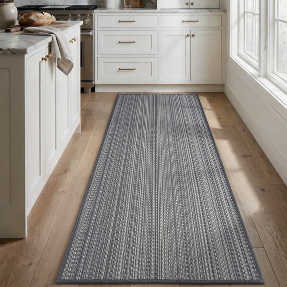 SIXHOME 20" x 71" Kitchen Rug and Mat Nonslip Stripes Indoor Floor Rug Gray
