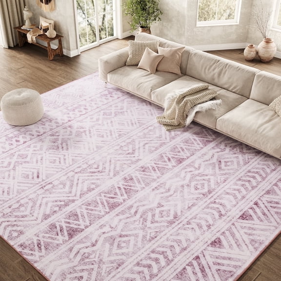 SIXHOME 5'x7' Area Rugs for Living Room Washable Rugs Boho Large Area Rug Modern Geometric Neutral Living Room Rug Carpet Soft Rugs for Bedroom Dining Room Office Home Decor Pink
