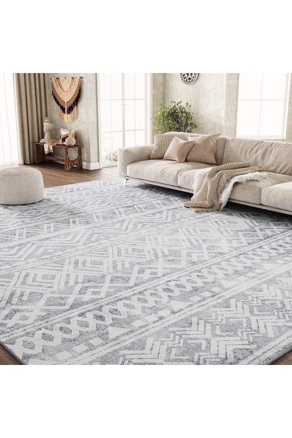 5'x7' Area Rugs for Living Room Washable Rugs Boho Large Area Rug Modern Geometric Neutral Living Room Rug Carpet Soft Rugs for Bedroom Dining Room Office Home Decor Gray