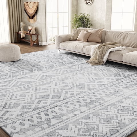 SIXHOME 5'x7' Area Rugs for Living Room Washable Rugs Boho Large Area Rug Modern Geometric Neutral Living Room Rug Carpet Soft Rugs for Bedroom Dining Room Office Home Decor Gray