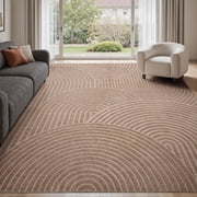 SIXHOME 5x7 Area Rug Washable Boho Modern Rugs for Living Room Bedroom Jacquard Geometric Soft Carpet Non Slip Indoor Rugs for Dining Room Home Office Neutral Camel Brown