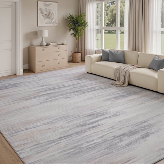 SIXHOME 5'x7' Area Rugs for Living Room Washable Rugs Modern Abstract Colorful Carpet Rugs for Bedroom Dinning Room Office Contemporary Home Decor Velvet Silk Rug Gray