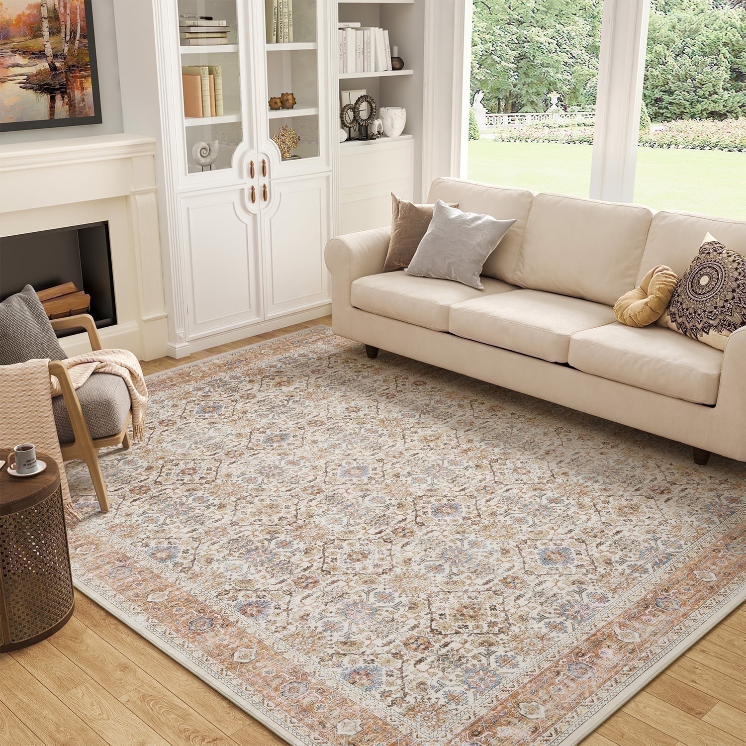 SIXHOME 5'x7' Area Rugs for Living Room Washable Rugs Vintage Floral ...