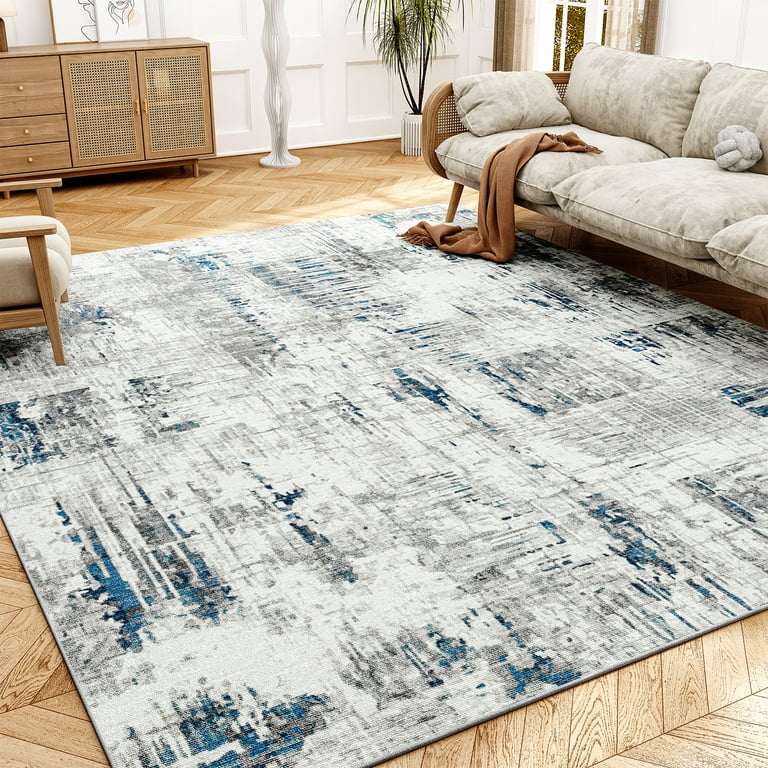 SIXHOME 5'x7' Area Rugs for Living Room Modern Abstract Area Rugs Machine  Washable Rugs Distressed Rugs Bedroom Dining Room Kitchen Carpet Navy Blue