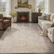 SIXHOME 5'x7' Area Rugs Washable Vintage Rugs for Living Room Distressed Floral Area Rug Indoor Soft Carpet Rugs for Bedroom Dining Room Office Throw Rugs Farmhouse Home Decor Beige