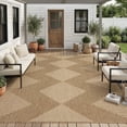 thumbnail image 1 of SIXHOME 5'x7' Outdoor Rugs, Bohemian Geometry Patio Rug, Indoor Outdoor Polypropylene Weave Textured Carpet, Water-Resistant, Quick-Dry Rug for Porch, Balcony, RV, Garden, Neutral Brown, 1 of 9