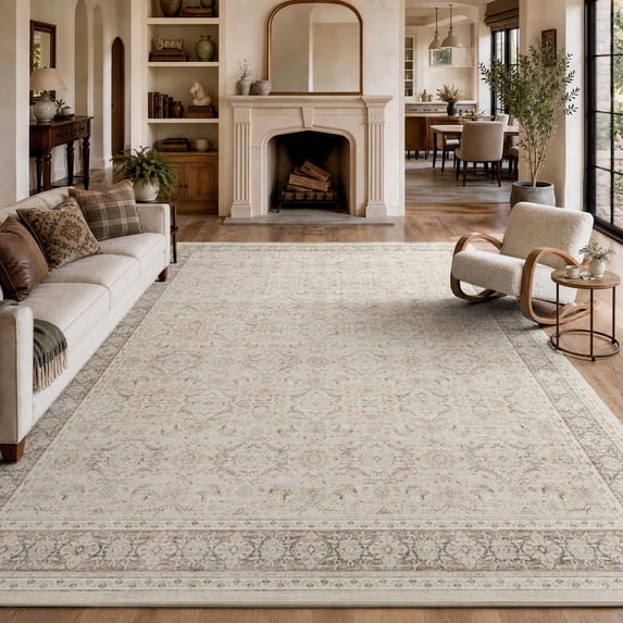 SIXHOME 5'x7' Area Rugs for Living Room Vintage Area Rug Machine Washable Neutral Rugs Beige